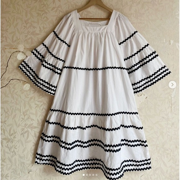 Lisa Marie Fernandez Linen Flowy White Midi Dress Small Boho Femme Coastal Beach - Picture 1 of 7